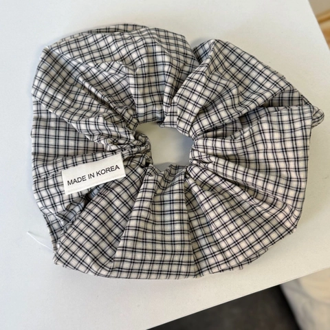Vintage Korean Style Checkered Fabric Scrunchies For Women Handmade Elastic Hair Ties Casual Lazy Style Plaid Ponytail Holders Hair Accessories