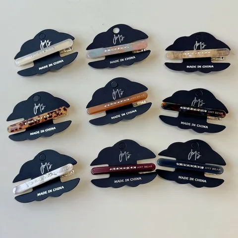 French Acetate Hair Clip With Rhinestones And Letters Elegant Marble Pattern Barrette For Women Daily Styling Accessory