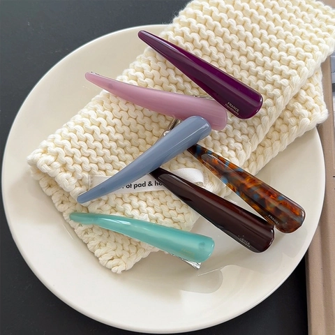 Vintage Acetate Duckbill Hair Clips For Women Minimalist Korean Style Handmade Hairpins For Makeup Styling Hair Accessories