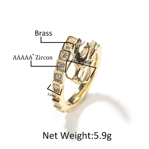 Hip Hop Dragon Head Open Ring Adjustable Copper Zirconia Inlaid Chinese Style Ethnic Fashion Jewelry Ring For Men Women