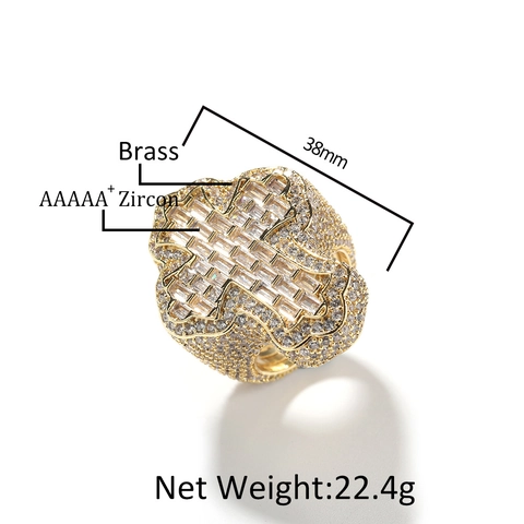 Hip Hop Retro Cross Ring For Men Women Iced Out Baguette Zirconia Inlaid Copper Gold Silver Plated Fashion Finger Ring Jewelry
