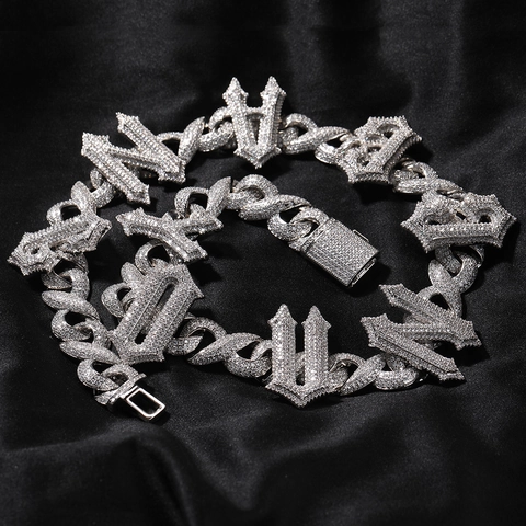 Hip Hop Custom Gothic Letter Necklace For Men Copper Zirconia Full Rhinestone Infinity Symbol Cuban Link Chain Streetwear Jewelry