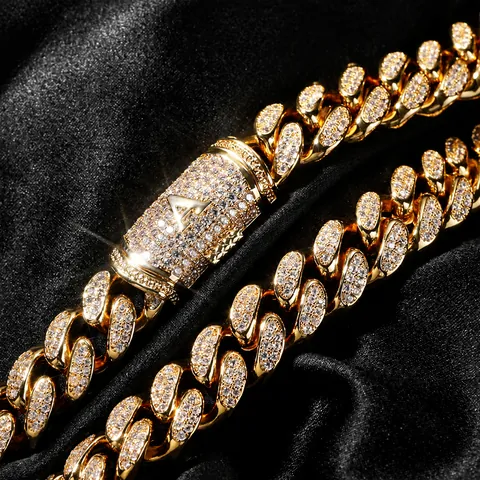 Hip Hop Bold Panzerkette Halskette Mit Initialen Buchstaben Anhänger Kupfer Zirkonia Vereist Schmuck Für Herren Damen Gold Silber