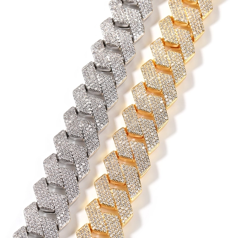 Men Hip Hop Necklace Iced Out Zirconia Cuban Link Chain Rhombus Geometric Copper Streetwear Fashion Jewelry For Men