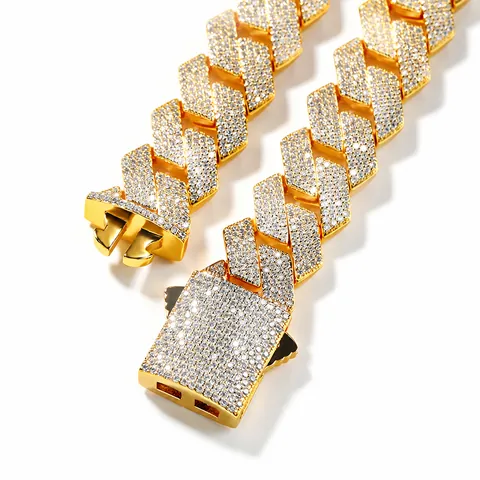 Men Hip Hop Necklace Iced Out Zirconia Cuban Link Chain Rhombus Geometric Copper Streetwear Fashion Jewelry For Men