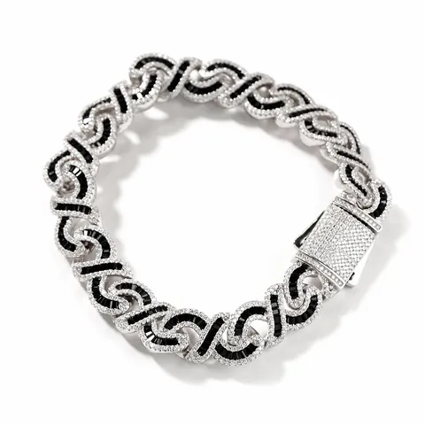 Collier Chaîne Cubaine Infini Hip Hop Iced Out Zirconia Baguette Cuivre Bijoux Rap Trend Unisexe Mode Bling Bijoux