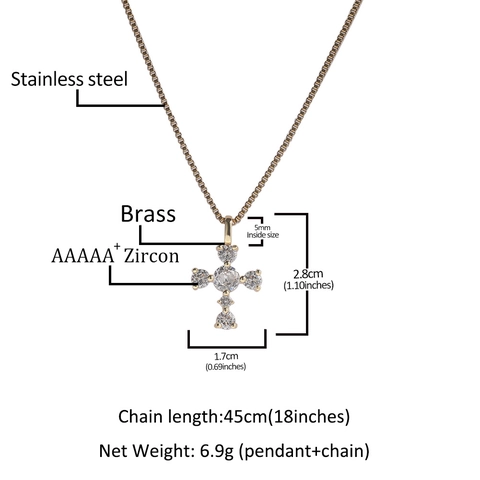 S925 Sterling Zilveren Kruis Hanger Ketting Met Zirkonia Voor Heren Dames Daily Streetwear Schakelketting Sieraden