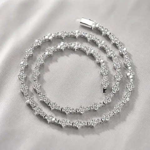 Collana Bracciale Catena Tennis a Stella Incrociata Hip Hop Per Uomo Donna Lussuoso Ottone Zircone Gioielli Regalo Oro Argento