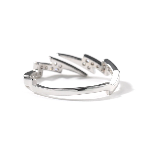 Cool Hip Hop Lightning Bolt Ring For Women Men Copper Inlaid Zirconia Open Adjustable Finger Ring Fashion Personality Jewelry