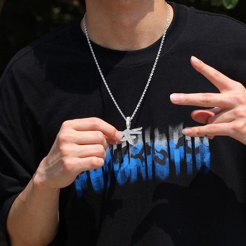 Hip Hop Hand Gesture Pendant Necklace Copper AAA Zircon Iced Out Men Streetwear Jewelry Gold Silver Rope Chain
