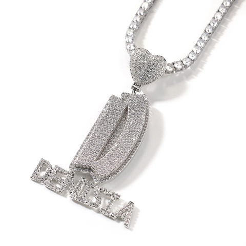 Hip Hop Iced Out Kupfer Alphabet Buchstabe Herz Anhänger Halskette Mit Zirkonia Für Herren Damen Streetwear Mode Schmuck