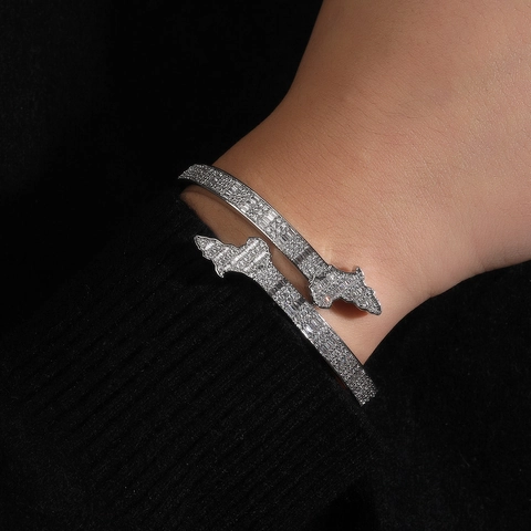 Hiphop Afrika-Karte Armreif Armband Für Herren Kupfer Mikro-Pflaster Zirkonia Iced Out Gold Silber Vergoldet Persönlichkeit Schmuck Geschenk