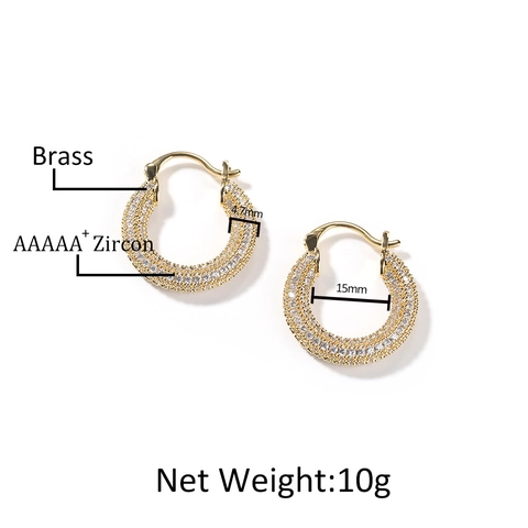 Orecchini Cerchio in Rame con Strass Hiphop per Unisex Geometrico Tondo Intarsiato con Strass Orecchini a Cerchio Gioielli Piercing