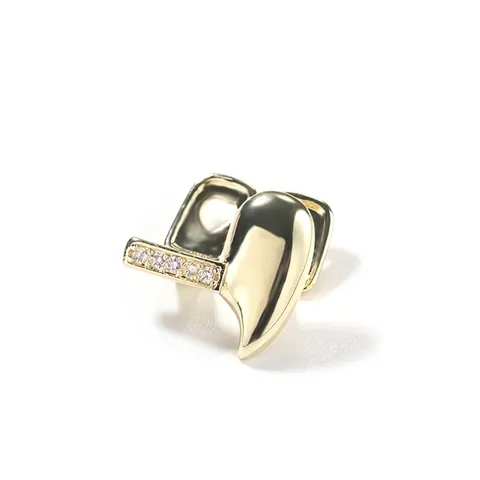 Hip Hop Grillz Singolo Dente Tappo Ottone Zircone Intarsiato Oro Argento Gioielli da Bocca alla Moda Per Party Performance Street Unisex