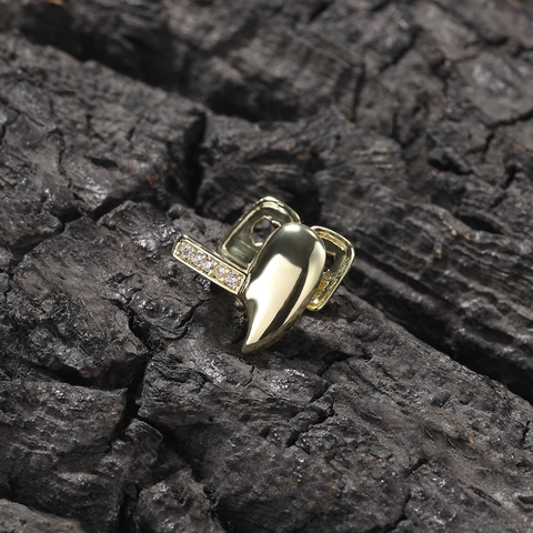 Hip Hop Grillz Singolo Dente Tappo Ottone Zircone Intarsiato Oro Argento Gioielli da Bocca alla Moda Per Party Performance Street Unisex