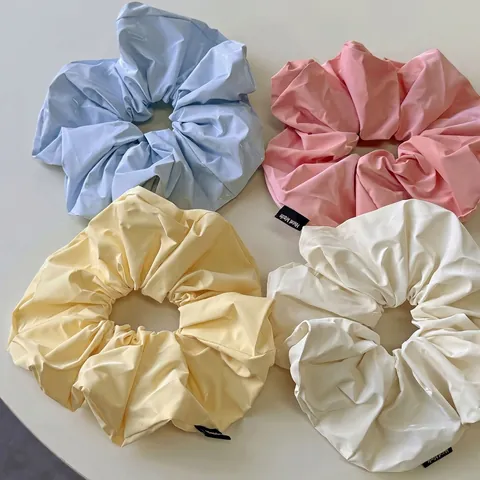 Soft Faux Leather Cloud Scrunchies Hair Ties Cream Macaron Color Lazy Style Simple Versatile Ponytail Elastic Hair Bands Handmade Hair Accessories For Women