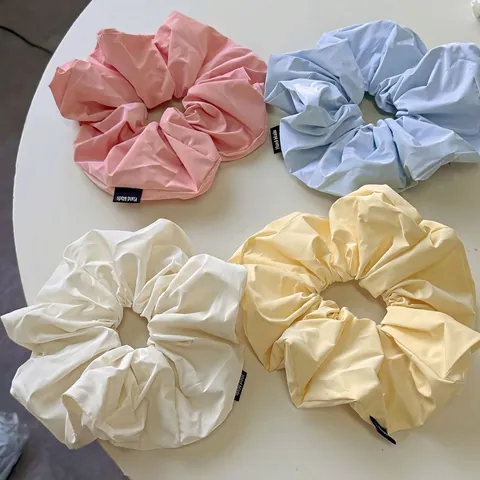 Soft Faux Leather Cloud Scrunchies Hair Ties Cream Macaron Color Lazy Style Simple Versatile Ponytail Elastic Hair Bands Handmade Hair Accessories For Women