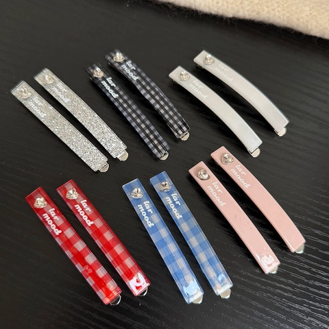 Süße Koreanische Karo Herz Strass Haarklammern Acetat Acryl Buchstaben Haarspangen Für Damen Mädchen Täglicher Schmuck