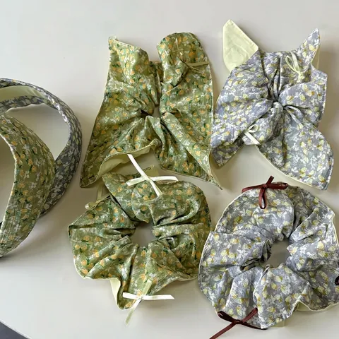 Koreanische Vintage Stoff Scrunchies Süße Plissierte Schleife Haargummis Blumenmuster Haarbänder Elegante Haarschmuck Für Damen