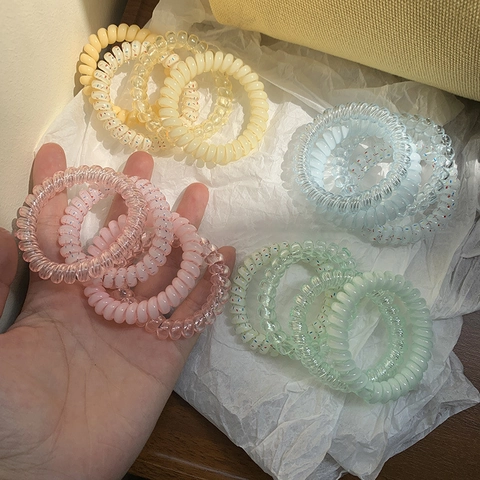 Elastici per Capelli a Spirale in Stile Coreano a Filo Telefonico Colorati a Macchie Elastici Senza Pieghe Scrunchies per Donna Ragazze Accessori per Capelli