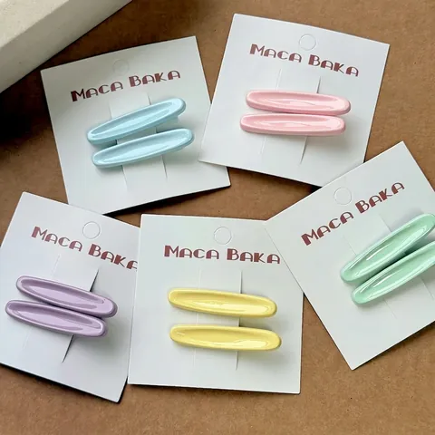 Pinzas para el Cabello Ovaladas de Metal Color Macarrón Coreano Dulce Candy Tone Pinzas de Pico de Pato para Mujer Accesorios