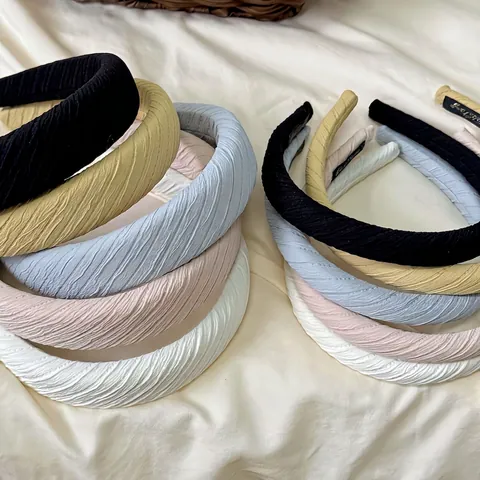 Cerchietto Imbottito Twill Pieghettato Semplice Stile Coreano Per Donna Cerchio Per Capelli In Tessuto Con Spugna Accessori Per Capelli Moda