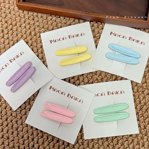 Pinzas para el Cabello Ovaladas de Metal Color Macarrón Coreano Dulce Candy Tone Pinzas de Pico de Pato para Mujer Accesorios