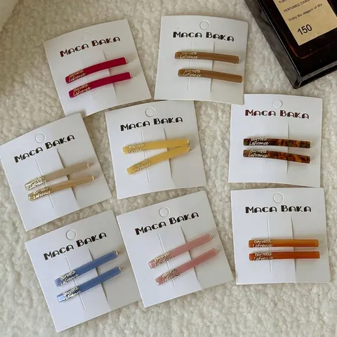 Vintage Acetate Hair Clips With Gold Letter Label For Women Korean Style Minimalist Bangs Side Clips Hair Accessories
