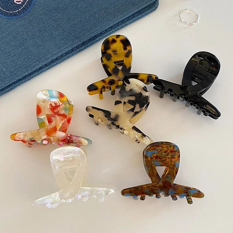 Französischer Stil Azetat Haarkralle Clips Für Damen Elegante Marmor Schildpatt Muster Haarschmuck Rutschfeste Haifisch-Clips