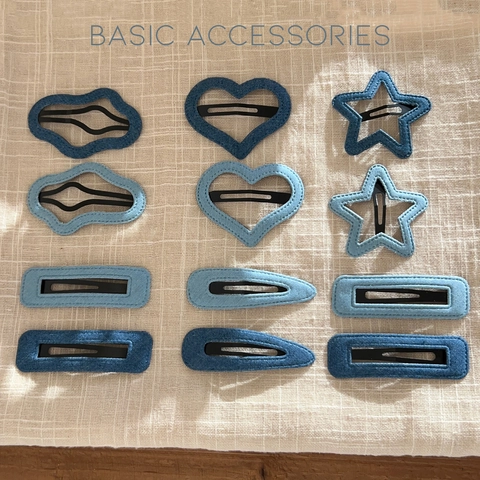 Vintage Denim Stoff Blau Herz Stern Hohl Haarklammer Für Damen Süß Denim Textur BB Clip Mode Haarschmuck