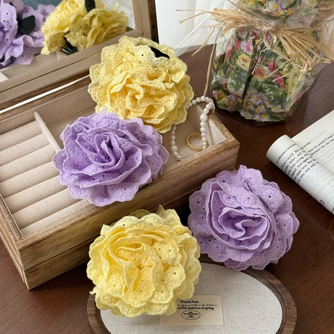 Französische Vintage Spitze Rose Blume Haarklammer Bestickter Eyelet Stoff Floral Haargreifer Für Damen Mädchen Haarschmuck