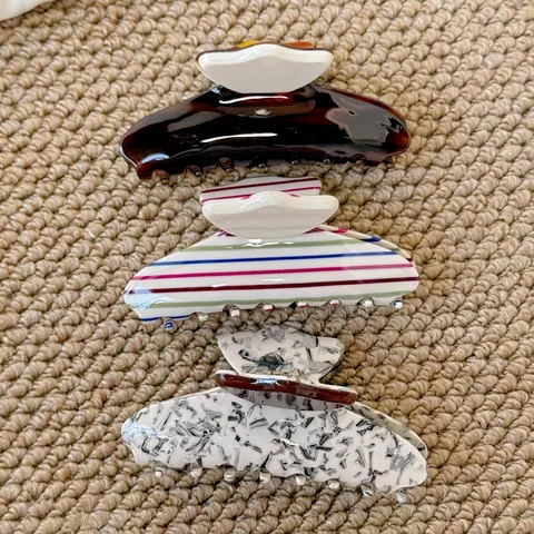 Haarkralle Im Koreanischen Stil Aus Acetat Mit Bunten Streifen Für Damen Große Retro Hai-Klammer Mit Marmormuster Haarschmuck