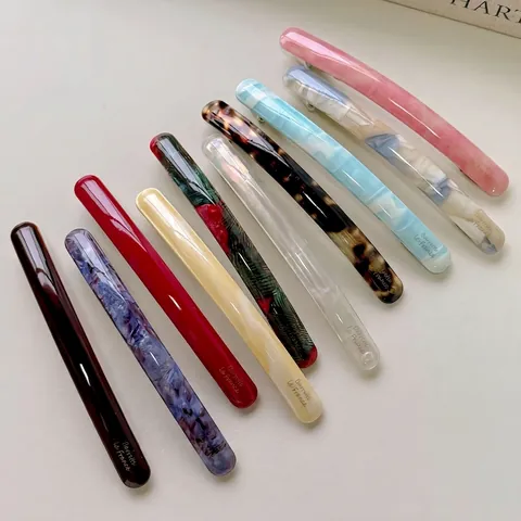 French Acetate Spring Hair Clip For Women Korean Style Retro Marble Texture Hair Accessories Elegant Side Bangs Clip