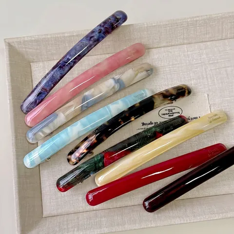 French Acetate Spring Hair Clip For Women Korean Style Retro Marble Texture Hair Accessories Elegant Side Bangs Clip