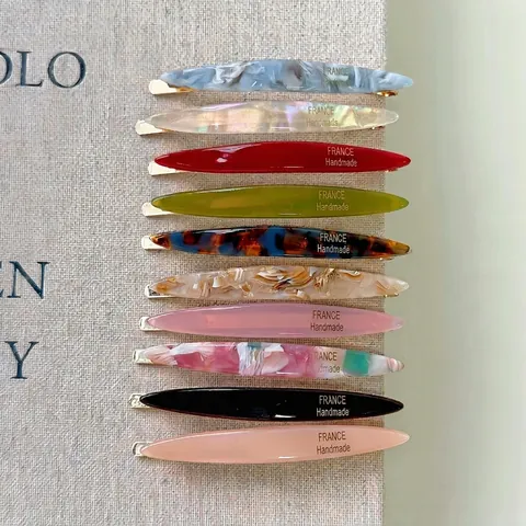 Elegant French Vintage Acetate Hair Clip Simple Long Spindle Shape Hairpin Marble Tortoise Shell Barrette For Women Daily Accessories