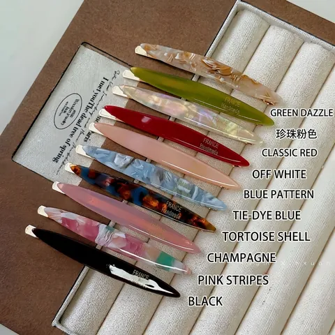 Elegant French Vintage Acetate Hair Clip Simple Long Spindle Shape Hairpin Marble Tortoise Shell Barrette For Women Daily Accessories