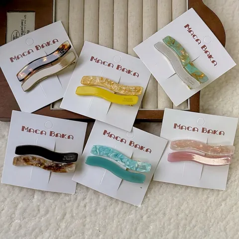 Sweet Acetate Wavy Duckbill Hair Clips Korean Style Marble Tortoiseshell Pattern No Mark Hairpins For Women Girls Jewelry