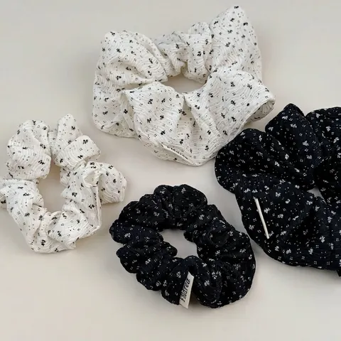 Bloemen Stippen Stof Haarelastiekjes Geplooide Haarknotjes Voor Dames Koreaanse Stijl Grote Kleine Haarringen Hoofddeksel Accessoires
