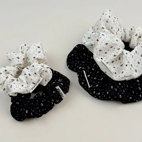 Bloemen Stippen Stof Haarelastiekjes Geplooide Haarknotjes Voor Dames Koreaanse Stijl Grote Kleine Haarringen Hoofddeksel Accessoires
