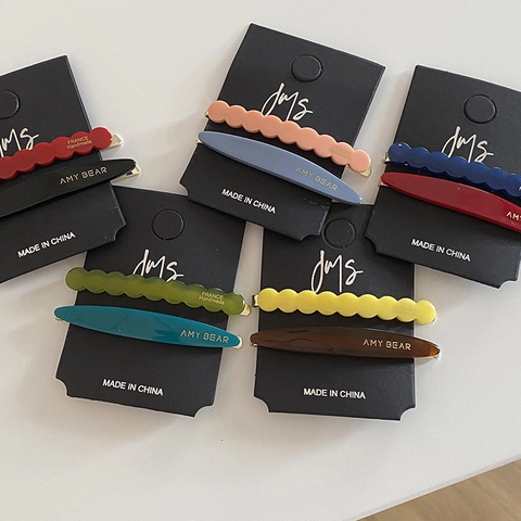 Pinces à Cheveux Minimalistes en Acétate Style Coréen Brillant Vague Barrettes Ovales Accessoires Décoratifs Femme Bijoux