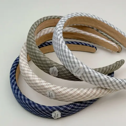 Cerchietto Scozzese Stile Vintage Britannico Coreano in Tessuto Spugna Scozzese Retrò per Donna Accessori Capelli Quotidiani