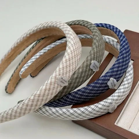 Cerchietto Scozzese Stile Vintage Britannico Coreano in Tessuto Spugna Scozzese Retrò per Donna Accessori Capelli Quotidiani