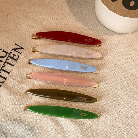 French Minimalist Acetate Hair Clip Jelly Color Alloy Barrette For Women Elegant Side Bangs Clip Hair Accessories