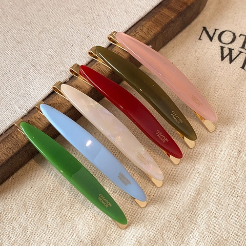 French Minimalist Acetate Hair Clip Jelly Color Alloy Barrette For Women Elegant Side Bangs Clip Hair Accessories