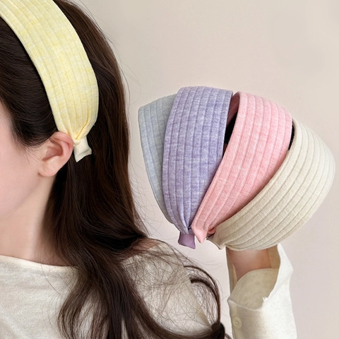 Fascia per Capelli Larga in Maglia a Costine da Donna Moda Cerchietto per Capelli in Tessuto Morbido Antiscivolo per Lavaggio Viso
