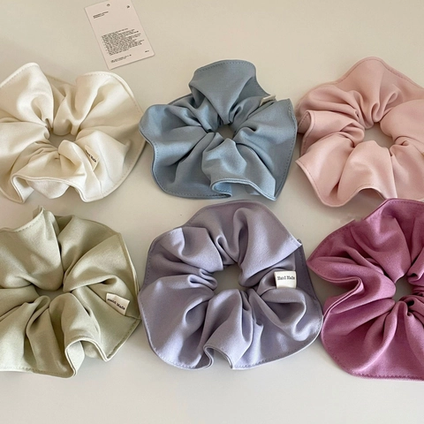 Korean Minimalist Solid Color Fabric Scrunchie Handmade Large Bowknot Elastic Hair Band For Women Daily Hair Accessories
