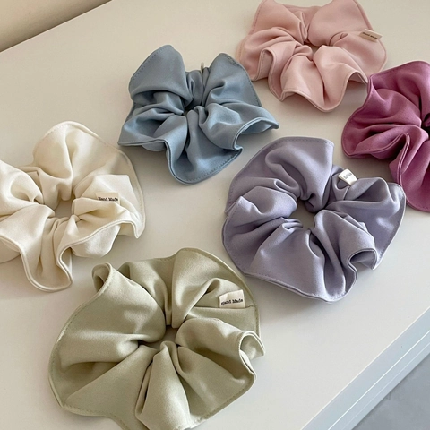 Korean Minimalist Solid Color Fabric Scrunchie Handmade Large Bowknot Elastic Hair Band For Women Daily Hair Accessories