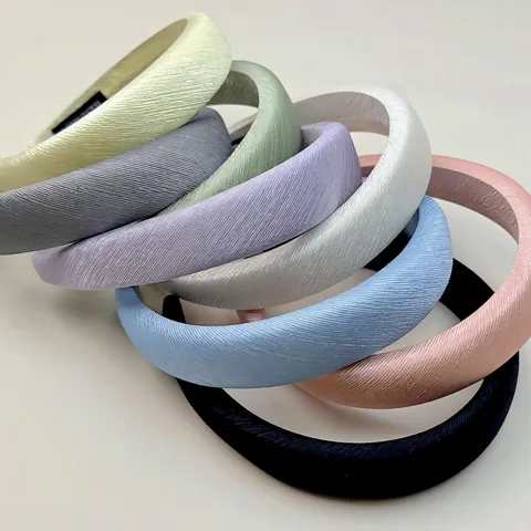 Donna Coreana Cerchietto Imbottito in Spugna Elastico Plicsettato in Tessuto Tinta Unita Fatto a Mano Fascia per Capelli Colori Macaron Accessori