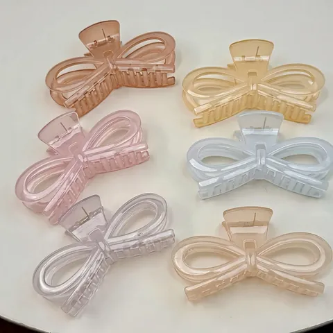 Pinza per Capelli Grande a Fiocco Stile Coreano Colore Gelatina Dolce Resina di Plastica Fermaglio per Capelli Donna