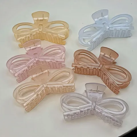 Pinza per Capelli Grande a Fiocco Stile Coreano Colore Gelatina Dolce Resina di Plastica Fermaglio per Capelli Donna
